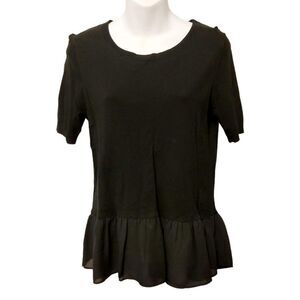 2/$20 Ann Taylor Loft Plain Black Blouse Top Size: Small